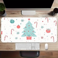 40 90cm1pc Large Non-Slip Christmas Desk Mat with Mint Green Holiday Design - Re