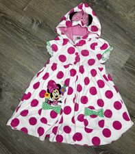 Disney Minnie Mouse Girls' Hooded Poncho Swim Coverup Polka Dot Pink 7/8 Medium