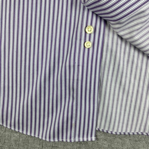 Brooks Brothers Vestito Camicia Uomo 2XL 18-37 Viola Righe Reggente Supima Non Ferro - Foto 9 di 11