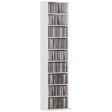 HOMCOM Scaffale Porta CD con 6 Ripiani Regolabili per 260 CD/120 DVD Bianco