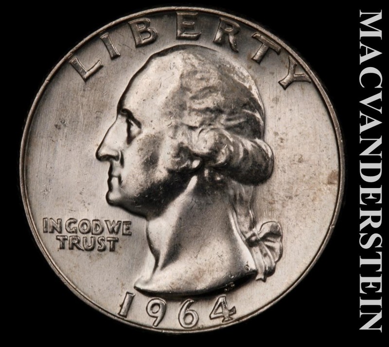 1964-D Washington Quarter- Silver- Choice Gem Brilliant Unc- No Reserve #L6925