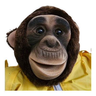 Chimp Monkey Flocked Face Squeaker Stuffed Animal Full Body Hand Puppet VTG 15''