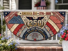 America Patchwork Quilt Semicircle Flag