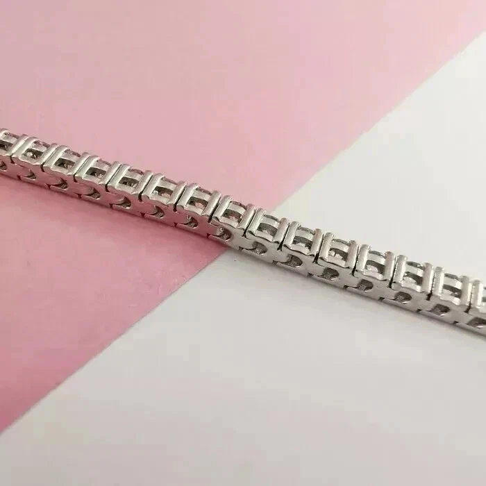 5 Ct Round Cut FG/VS Lab Grown Diamond Tennis Bracelet 14k White Gold over 7.5" - Image 4 of 4