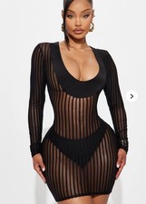 fashion nova Black See Thur Dress