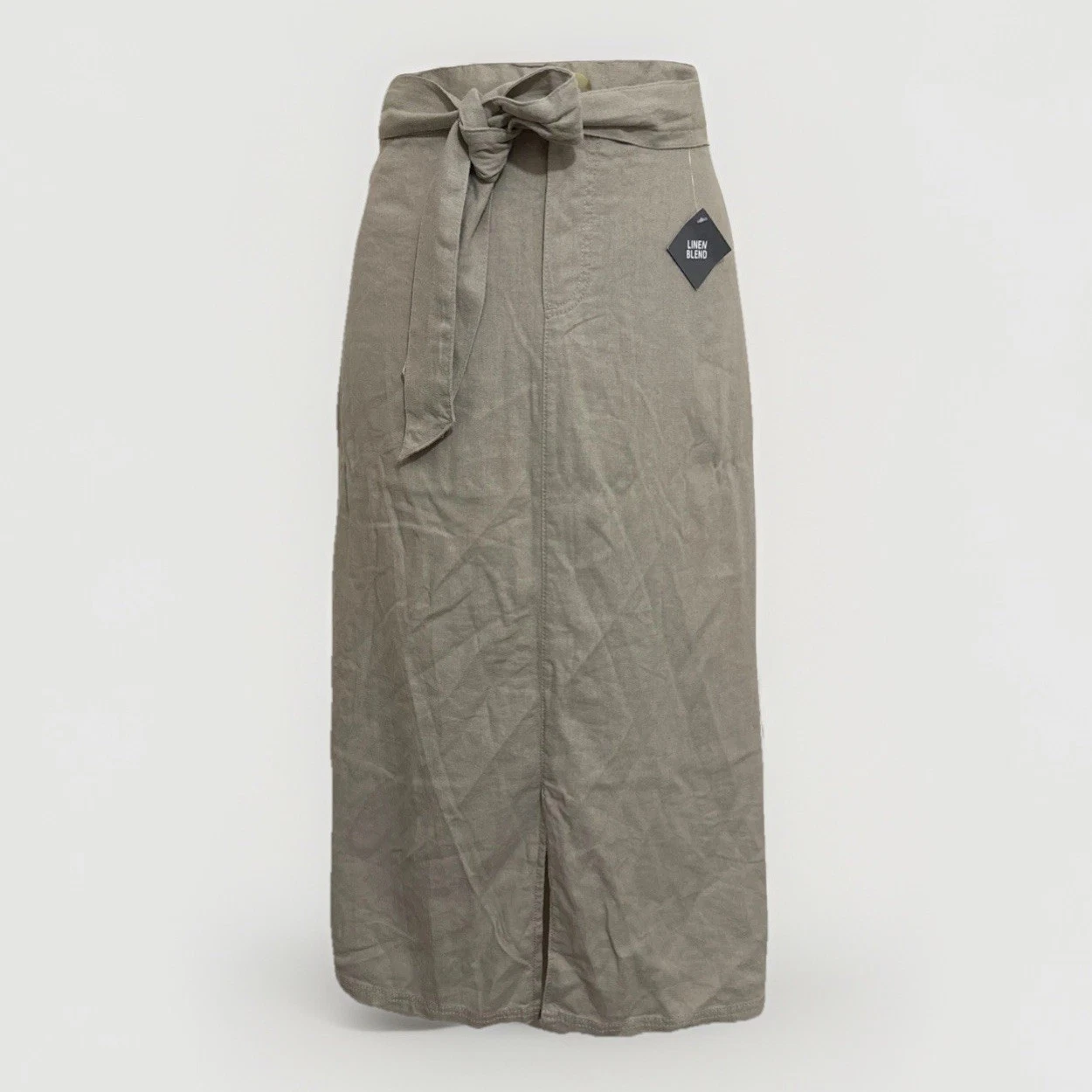 EVANS WOMEN SKIRT LINEN MIX BEIGE BELTED NEW SZ UK 24” W 45” L 32”