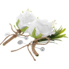 2 Pcs Wedding Party Flower Decoration Rose Corsage Boutonniere Corsages