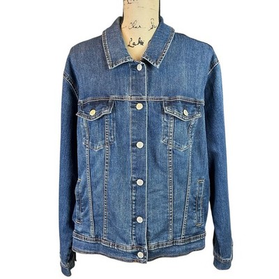 Old Navy Jean Jacket Women Sze XXL Blue Stone Washed Classic Trucker Style Denim