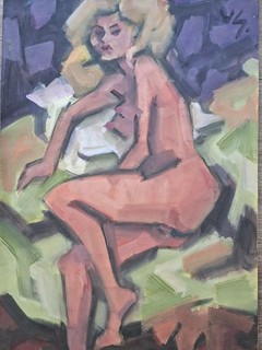 Ölgemälde Akt Junge Frau Handgemalt Signiert Nude painting Expressionismus