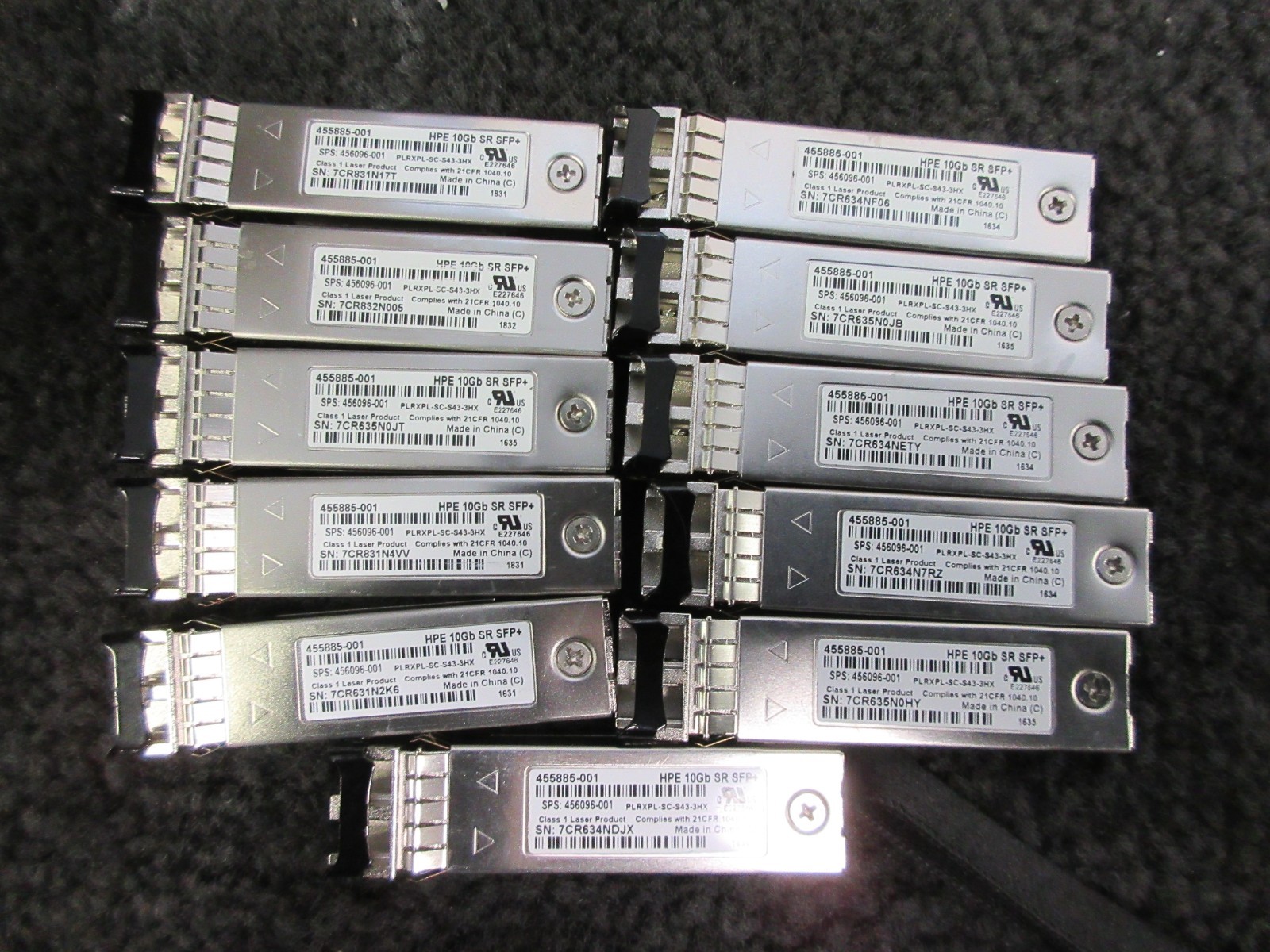 Lot of 19 HP 10Gb SR SFP+ 455885-001 Transceiver 456096-001
