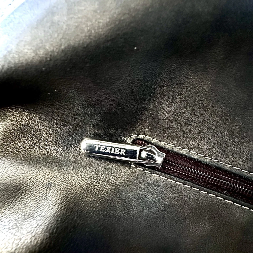 Bolso de Hombro Texier Hecho en Francia Cuero Oliva Metálico Plata Anillos Foto 4 de 4