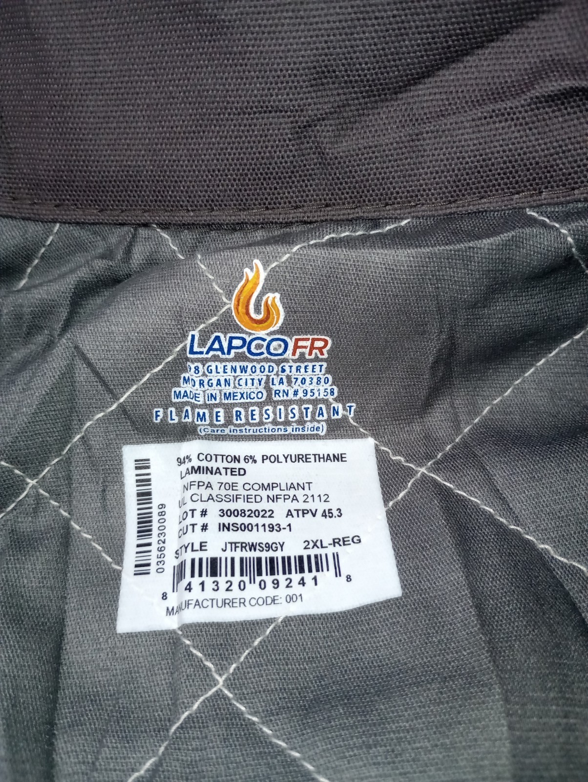 Lapco FR Flame-Resistant Work Jacket Gray 2XL-REG… - image 18