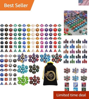 DND Dice Sets - 26 X 7 Polyhedral Dice 182pcs with a Large Drawstring Bag Gre...