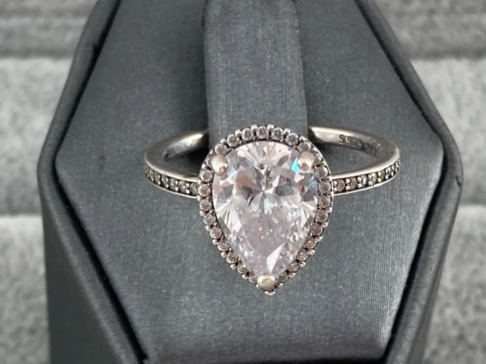 Pandora Teardrop Sparkling Halo Teardrop Ring Sterling Silver CZ Stones 196251CZ - Image 2 of 4