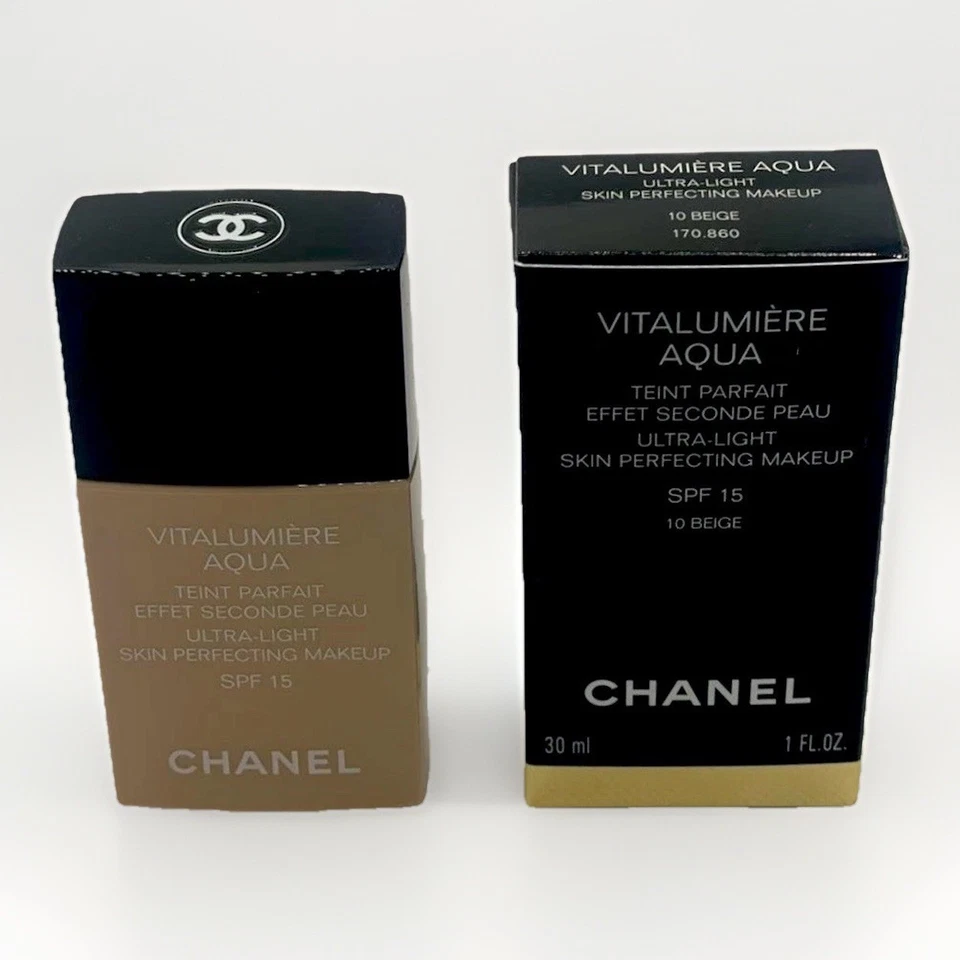 Chanel Vitalumière Aqua 10 Beige Light Shade Skin Spf 15 Perfecting Foundation - Bild 2 von 4