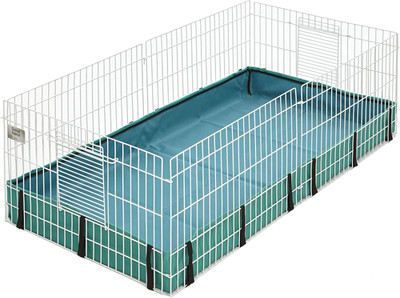 Guinea Habitat Cage, Washable PVC Canvas Bottom, Secure Sides, Tool-Free Setup, 