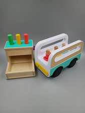 Lot Of LOVEVERY Wooden Peg Drop And Bus Toys
