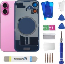 16 Back Glass Replacement with Metal Camera Frame Magnet for iPhone 16 6.1inch