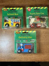Brio 1996 Imagine  Play Lot School Bus 33631, Tow Car 33229, Delivery Van 33628