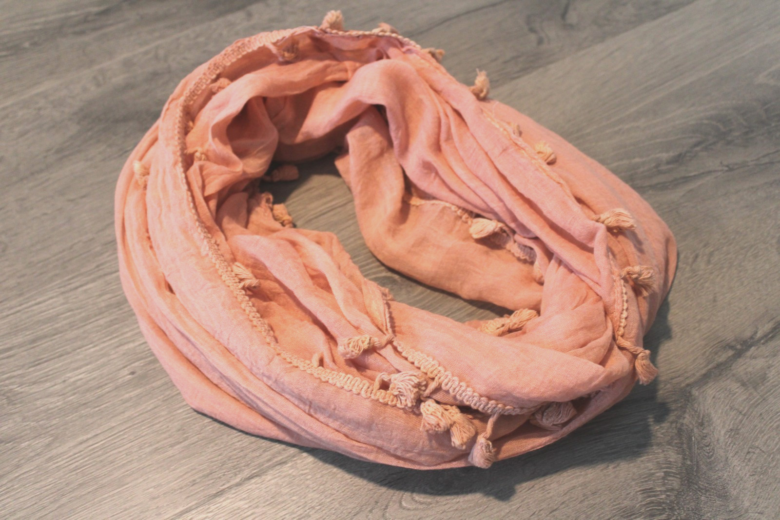 Infinity Loop Accent Neck Scarf Solid Pastel Peac… - image 1