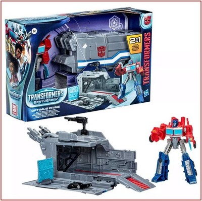 Transformers EarthSpark OPTIMUS PRIME & BATTLE BASE TRAILER 2 In 1 Set  NEW 