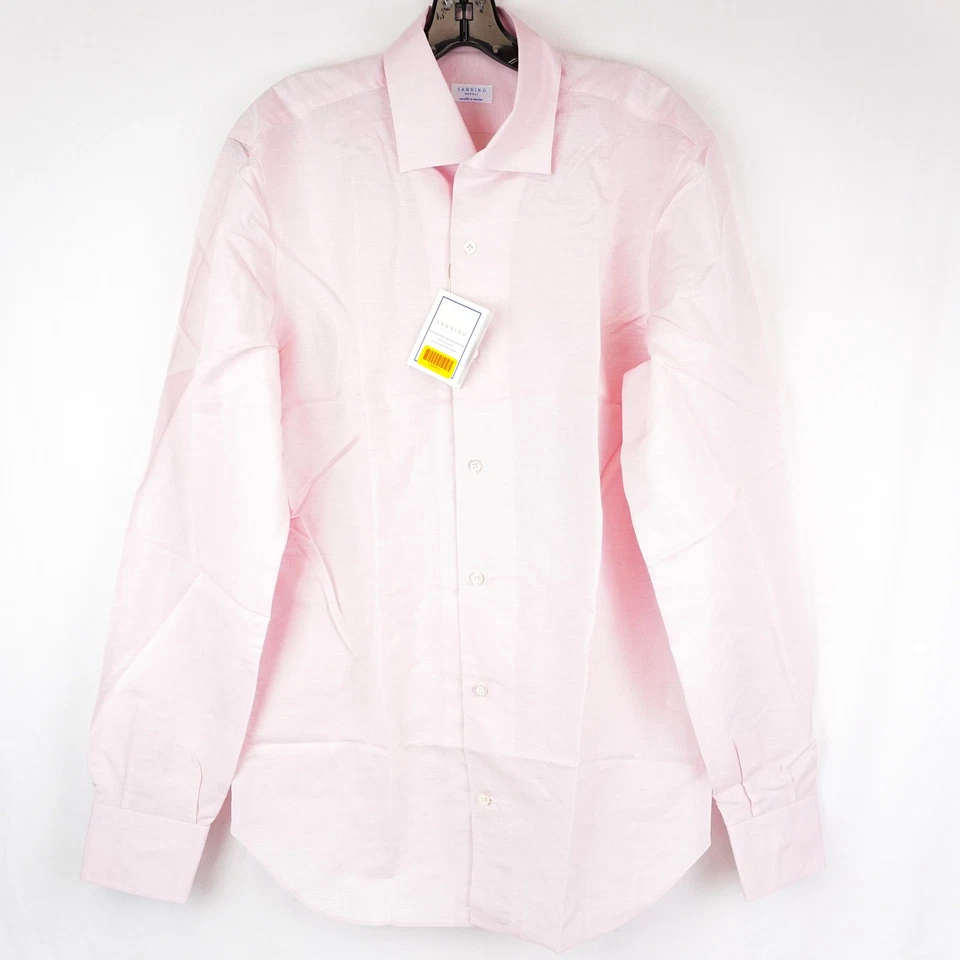 Sannino Long-Sleeve Button-Up Dress Shirt In Pink - Men's Size 42/16.5