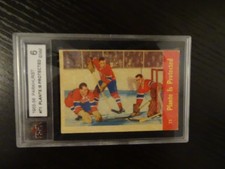 1955-56 Parkhurst Hockey Card #71 Jacques Plante Graded 6 ENM KSA Rookie