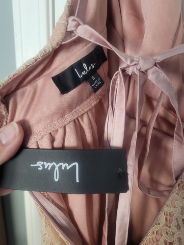 NWT Lulus Stolen Moments Dusty Pink Lace-up Maxi Dress Size Small | eBay