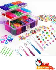 15000 Rubber Band Bracelet Making Kit 30 Colors Beads Charms DIY Craft Set