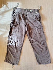 Da-Nang Surplus Indo-Chine Cargo Pants Y2K Silk Cotton Brown Vintage Size Small