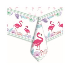 Tovaglia flamingo party, fenicottero rosa, Misura 140 x 270 cm, Materiale: plast