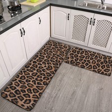 Cool Cheetah Leopard Pattern Kitchen Rug Set 2 Pcs Floor Mats Washable Non-sl... Cool Cheetah Leopard Pattern Kitchen Rug Set 2 Pcs Floor Mats Washable Non-sl...