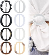 8PCS Crystal T-Shirt Tie Rings, Scarf Clips, Tee Shirt Buckles for Women  Girls