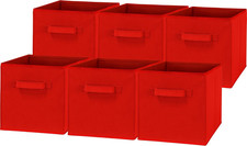 11-Inch Foldable Cube Storage Bins, Red, 6-Pack
