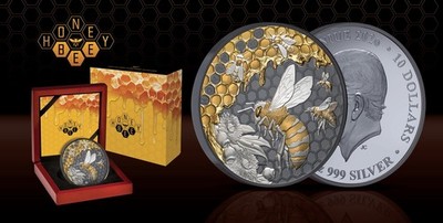 Niue 2026 HONEY BEE & Hive $10 5 Oz Pure Silver GILDED BLACK PROOF