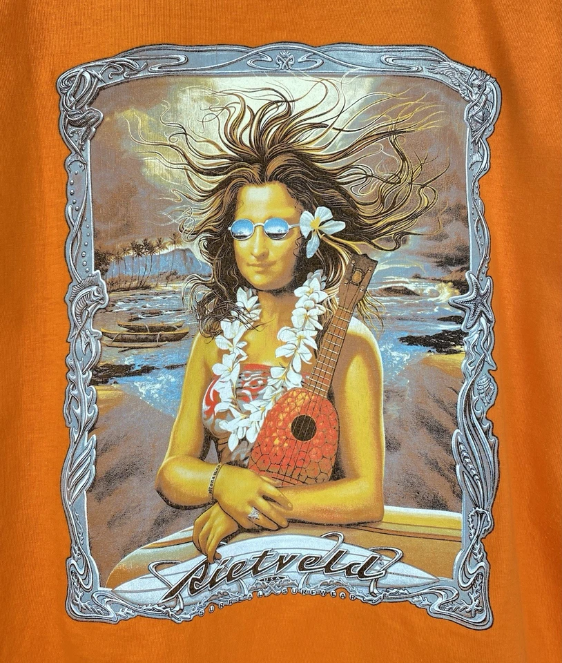 Camiseta de surf vintage Rietveld EE. UU. para hombre talla L Top manga corta humor Mona Lisa Foto 2 de 4