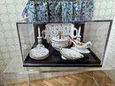 Germany Dollhouse Miniatures Reutter Porcelain Flower Dinner Plate Set