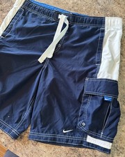 Vintage Y2K Nike Active Men s mediumSwim Shorts Unlined Cargo Navy Blue Obsidian