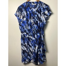 Cato Wrap Dress Wm XL Blue Abstract Floral Short Sleeve Side Buckle Vacation