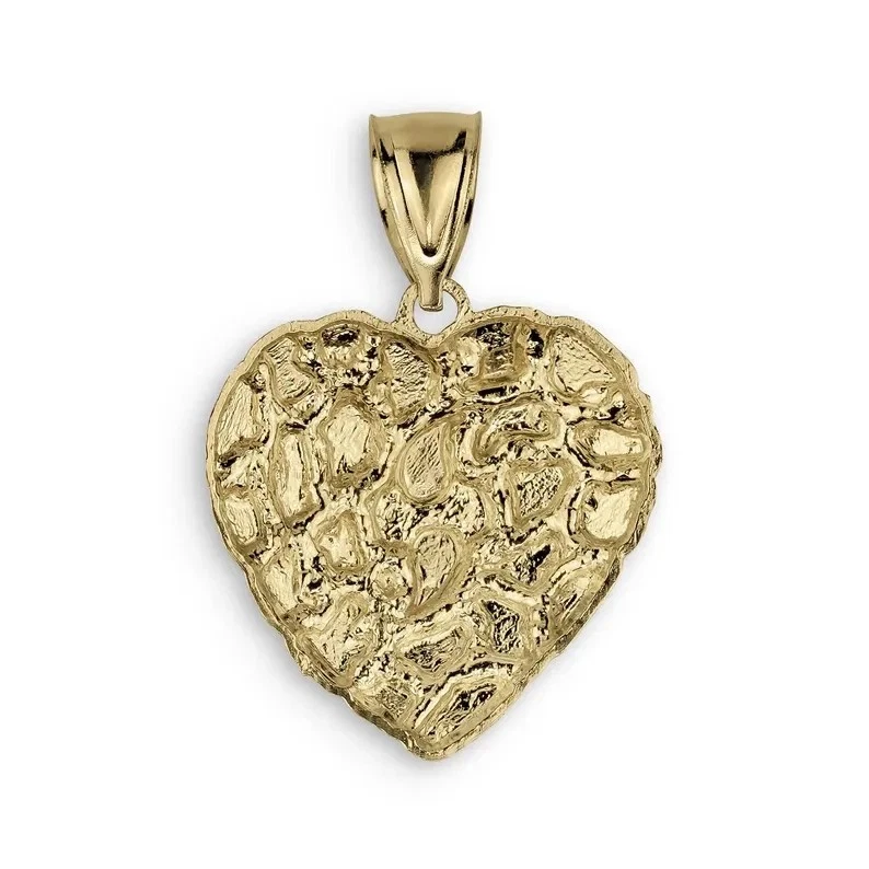 Ciondolo pepita sopra cuore in oro giallo 18 carati da uomo con collana... - Immagine 4 di 4