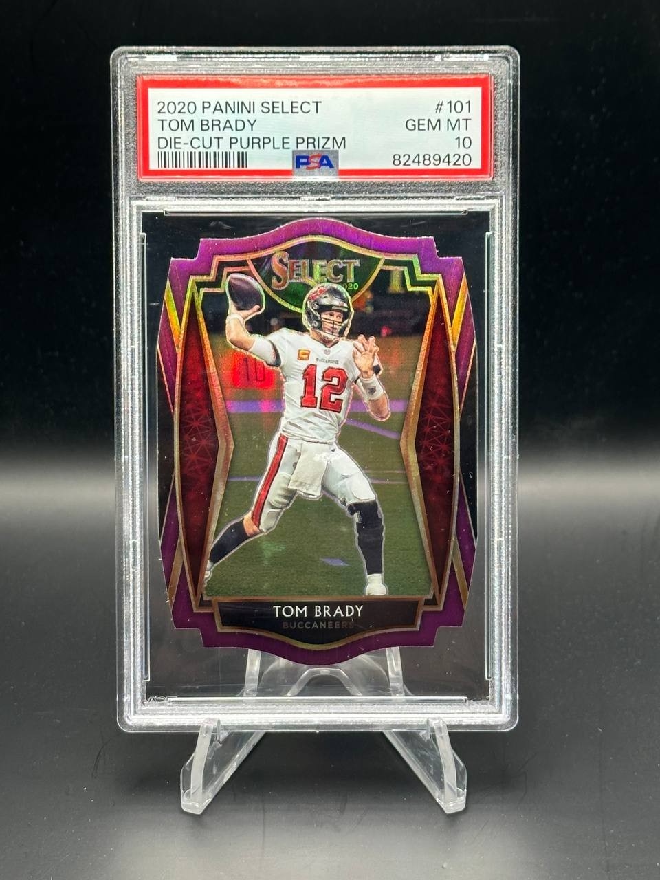 2020 Panini Select TOM BRADY Die-Cut Purple Prizm Premier Level PSA 10 #101 Bucs