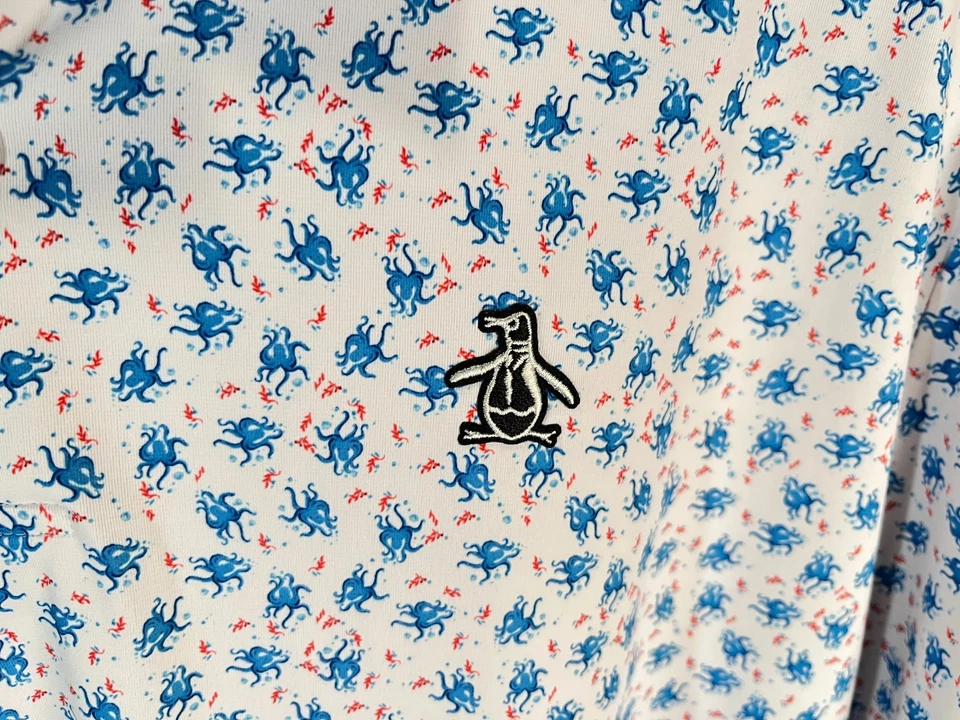 Penguin Men's red, white and blue Performance Golf s/s polo shirt XL EUC - Image 3 of 4