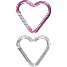 2Pcs Carabiner Clip, Heart Shaped Climbing Buckle, Aluminum Alloy Heavy Duty ...