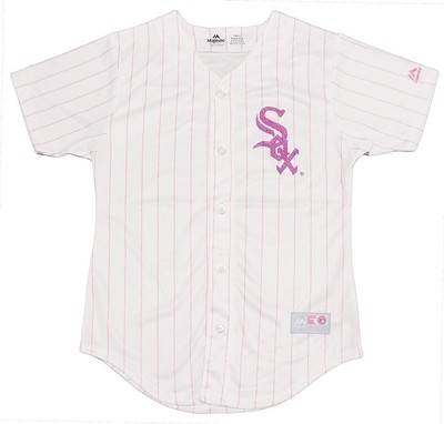 Outerstuff Chicago White Sox Blank Girls Youth White Pink Cool Base Jersey