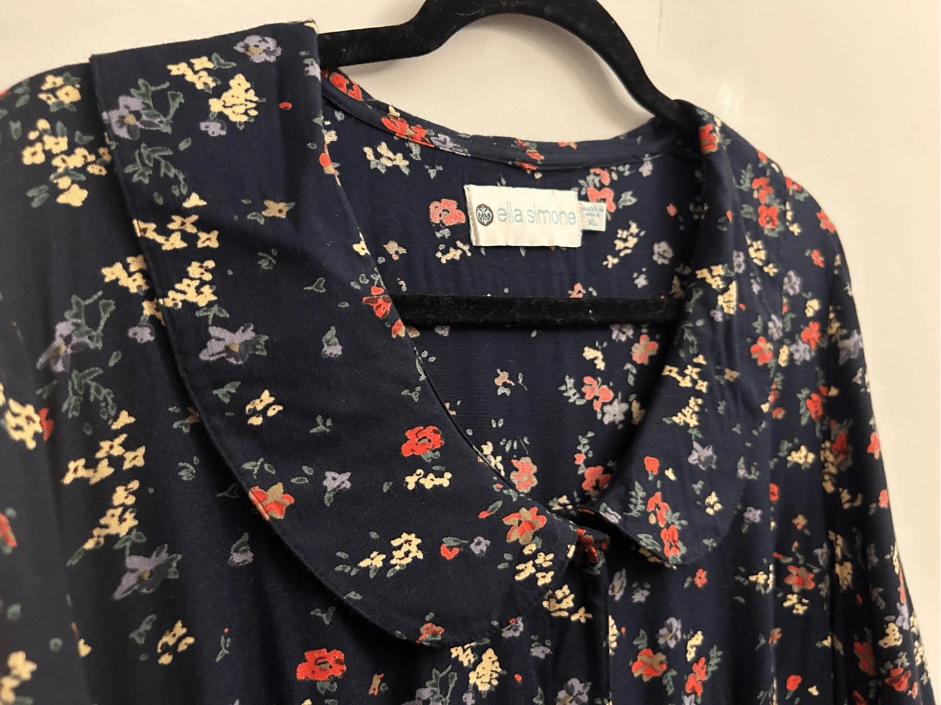 VETEMENTS Abito midi floreale con bottoni davanti Ella Simone e cintura autocravatta taglia XL Cottagecore