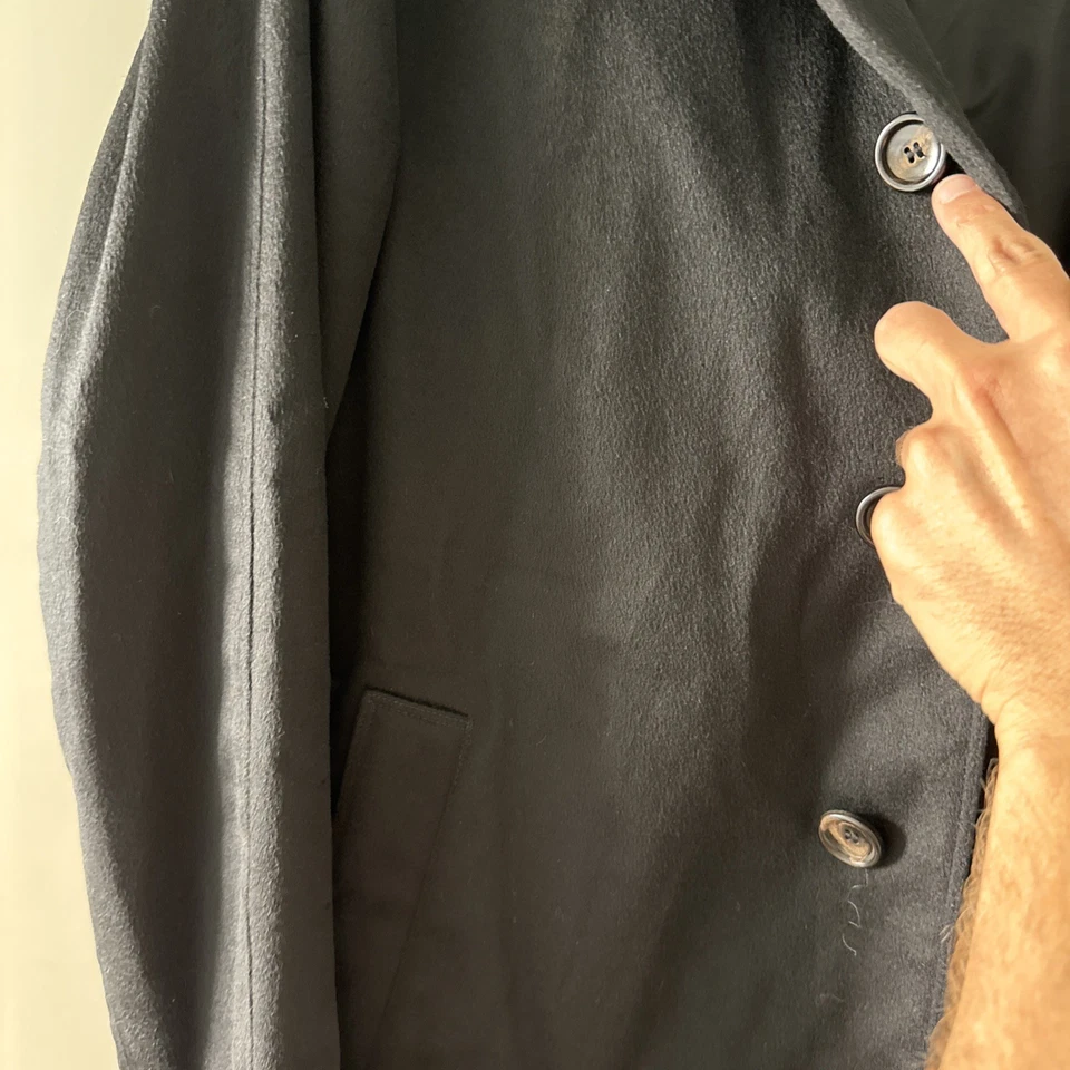 Brand New Men’s 100% Cashmere Black With Brown Trim Neiman Marcus Coat - Image 4 of 4