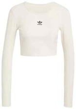 ADIDAS ' ESSENTIAL RIBBED CROPPED LONG SLEEVE ' WONDER WHITE ' SIZE XL '