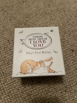 Guess How Much I Love You Babys First Booties Bunny Rabbits Gift Set Soft Fluffy