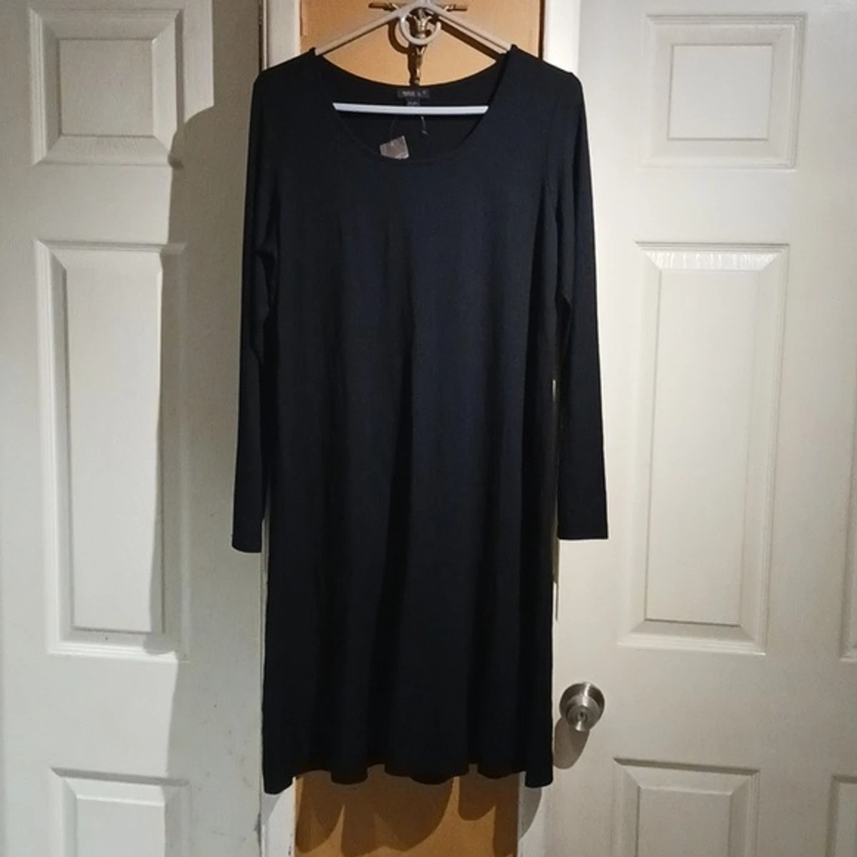 J. Jill Wearever Collection Women's Black Dress, Long Sleeve. Size S