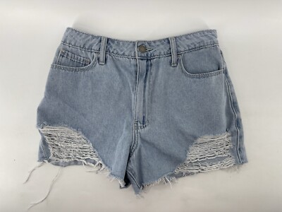Hollister Ultra High Rise Vintage Relaxed Mom Jean Shorts Womens Size W26  Blue